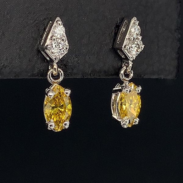 Yellow And White Diamond Dangle Earrings Image 2 Geralds Jewelry Oak Harbor, WA