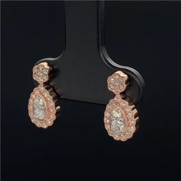 Scalloped White And Rose Gold Diamond Earrings Image 2 Geralds Jewelry Oak Harbor, WA
