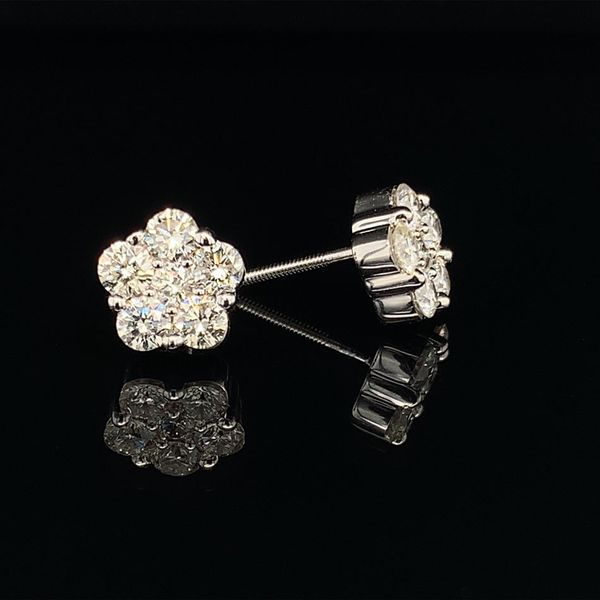 Diamond Cluster Style Earrings, 1.03Ct Total Weight Image 2 Geralds Jewelry Oak Harbor, WA