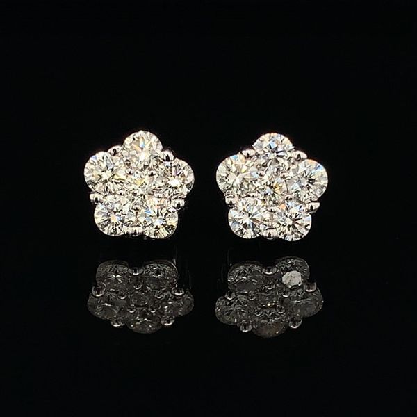 Diamond Cluster Style Earrings, 1.03Ct Total Weight Geralds Jewelry Oak Harbor, WA