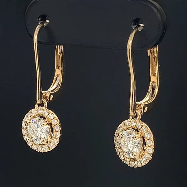Hearts And Arrows Diamond Halo Earrings, .74Ct Total Weight Image 2 Geralds Jewelry Oak Harbor, WA