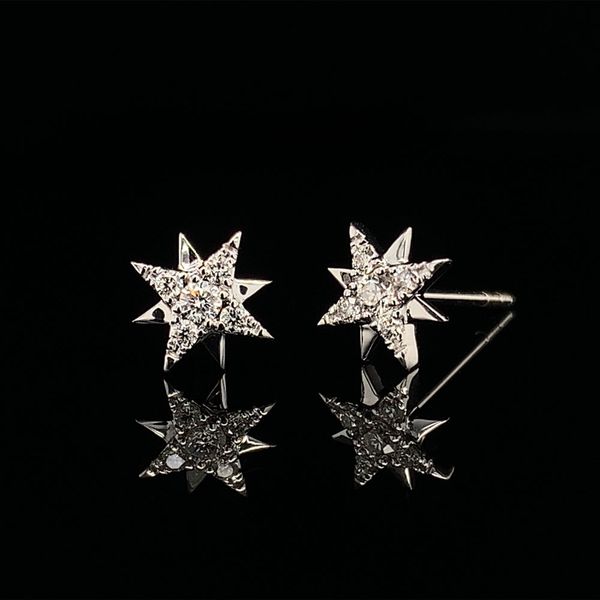 Gabriel & Co. White Gold Diamond Stud Star Earrings Image 2 Geralds Jewelry Oak Harbor, WA