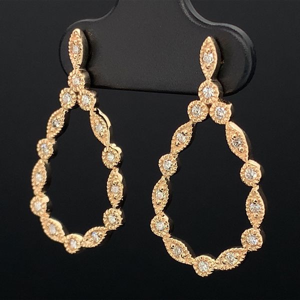 Pear Shape Fleur Diamond Earrings, Yellow Gold Image 2 Geralds Jewelry Oak Harbor, WA