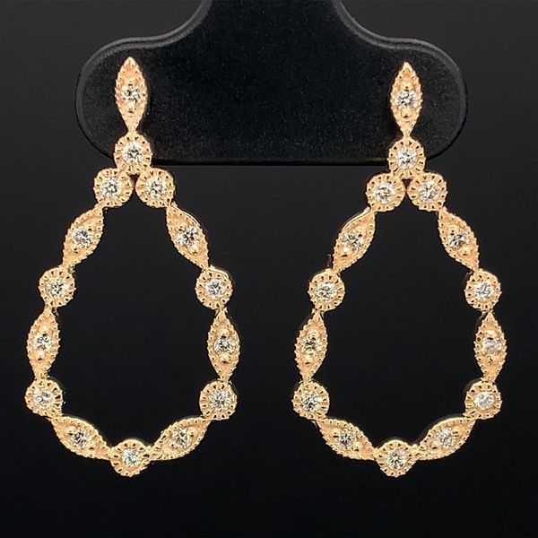 Pear Shape Fleur Diamond Earrings, Yellow Gold Geralds Jewelry Oak Harbor, WA