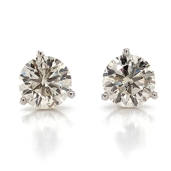Round Brilliant Cut Diamond Stud Earrings, 1.50ctw Image 3 Geralds Jewelry Oak Harbor, WA