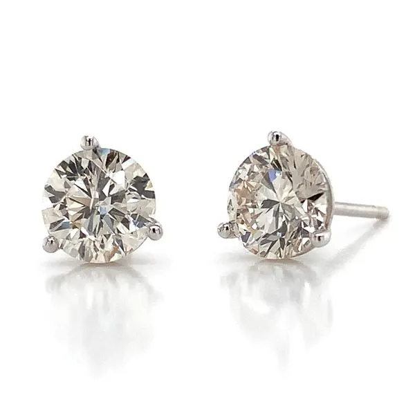 Round Brilliant Cut Diamond Stud Earrings, 1.50ctw Image 4 Geralds Jewelry Oak Harbor, WA