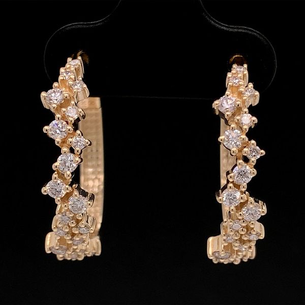 Yellow Gold Diamond Cluster Hoop Earrings Geralds Jewelry Oak Harbor, WA