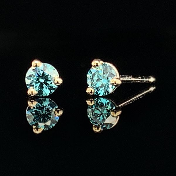 Hearts & Arrows Blue Diamond Earrings, .20Cttw Geralds Jewelry Oak Harbor, WA