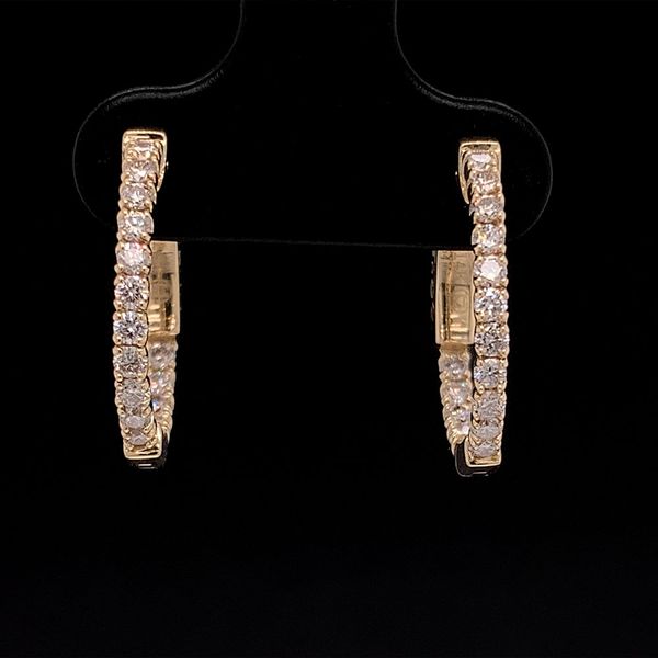 Yellow Gold Round Inside Out Diamond Hoop Earrings, .54cttw Geralds Jewelry Oak Harbor, WA