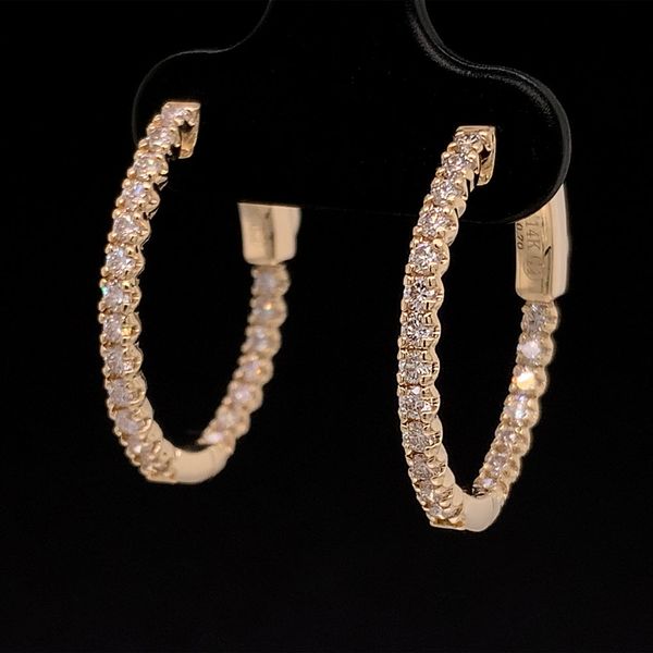 Yellow Gold Inside Out Oval Diamond Hoop Earrings, .70cttw Image 2 Geralds Jewelry Oak Harbor, WA