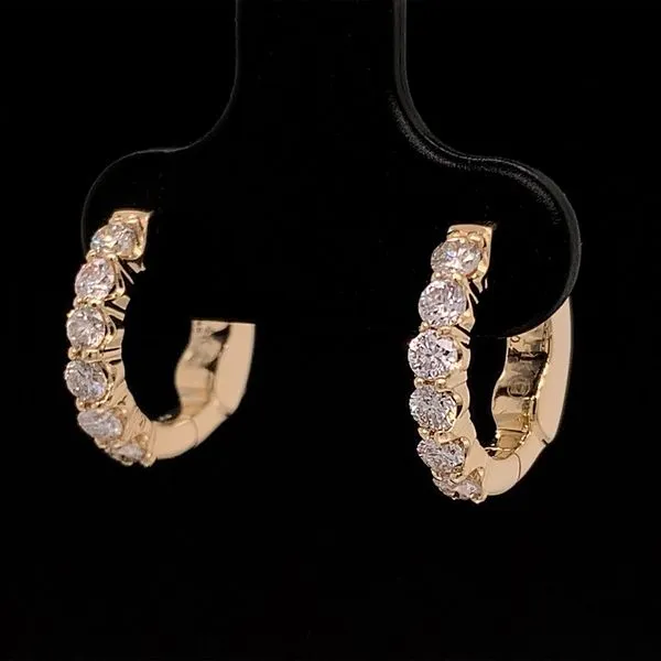 Petite 14K Yellow Gold Diamond Hoop Earrings Image 2 Geralds Jewelry Oak Harbor, WA