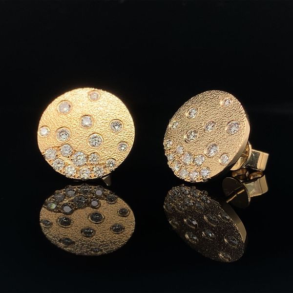 Yellow Gold Cascading Diamond Disc Earrings Image 2 Geralds Jewelry Oak Harbor, WA