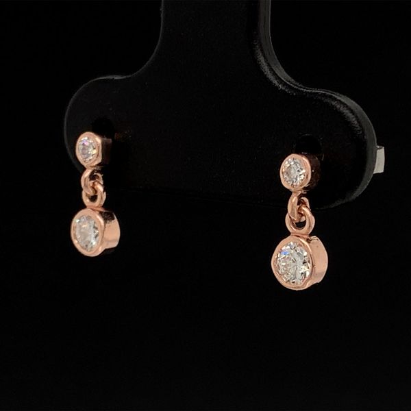 Hearts And Arrows Diamond Bezel Set Drop Earrings Image 2 Geralds Jewelry Oak Harbor, WA