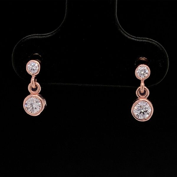 Hearts And Arrows Diamond Bezel Set Drop Earrings Geralds Jewelry Oak Harbor, WA