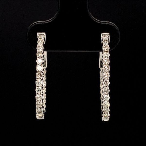 White Gold Oval Inside Out Diamond Hoop Earrings, .99cttw Geralds Jewelry Oak Harbor, WA
