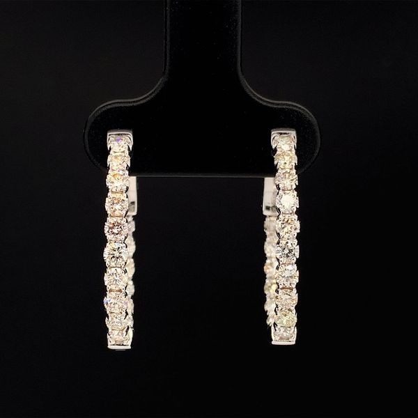 White Gold Oval Inside Out Diamond Hoop Earrings, 1.40cttw Geralds Jewelry Oak Harbor, WA