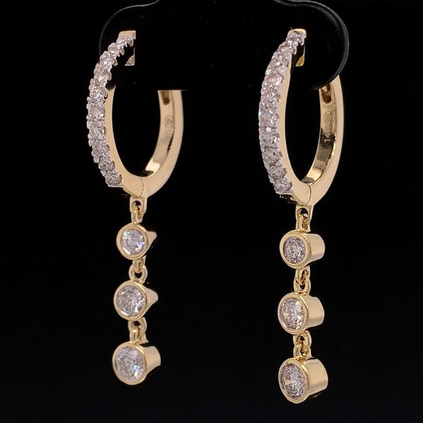 Diamond Hoop Earrings With Dangle Image 2 Geralds Jewelry Oak Harbor, WA