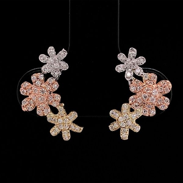 Tri Tone Diamond Flower Earrings Geralds Jewelry Oak Harbor, WA