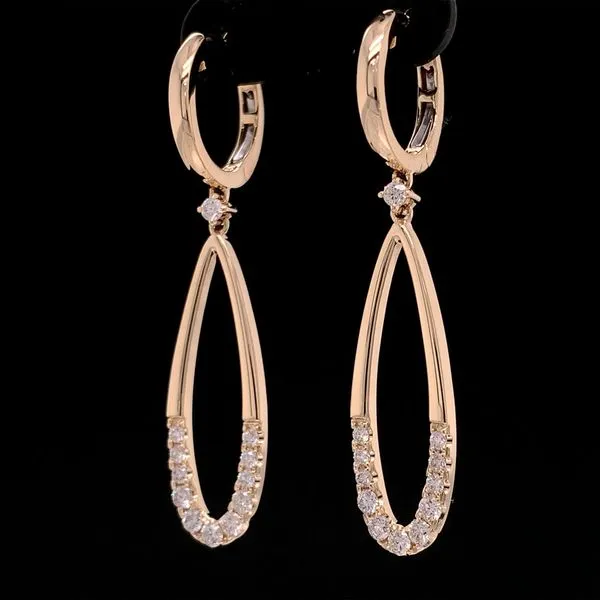 Yellow Gold Open Teardrop Diamond Earrings Image 3 Geralds Jewelry Oak Harbor, WA