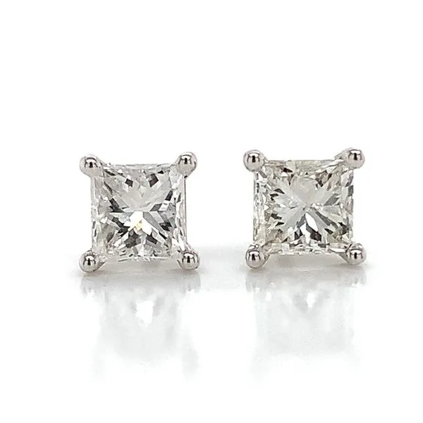 Princess Cut Diamond Stud Earrings, .75Ct Total Diamond Weight Image 3 Geralds Jewelry Oak Harbor, WA