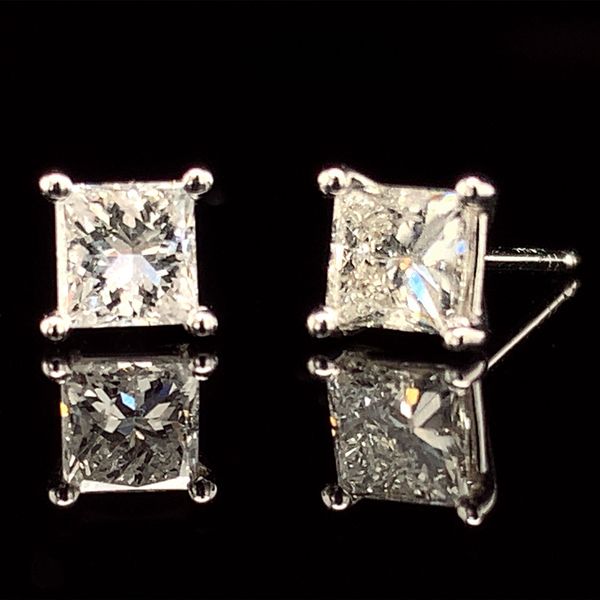 Princess Cut Diamond Stud Earrings, .75Ct Total Diamond Weight Image 2 Geralds Jewelry Oak Harbor, WA
