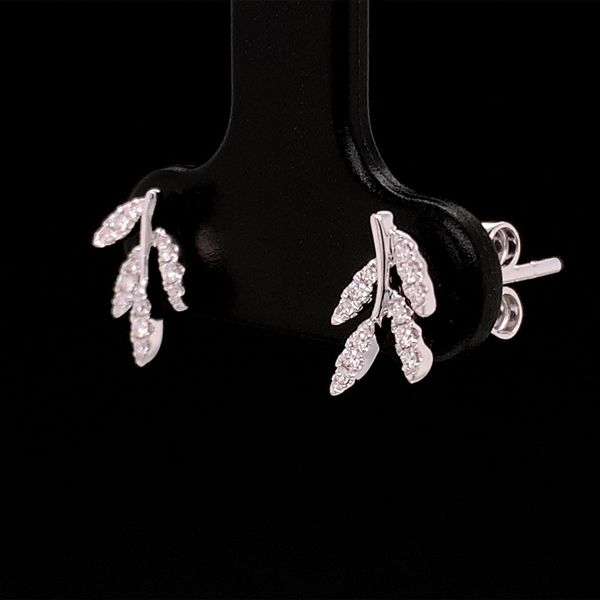 White Gold Leaf Inspired Diamond Earrings Image 3 Geralds Jewelry Oak Harbor, WA