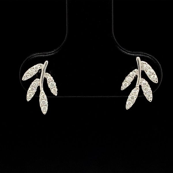 White Gold Leaf Inspired Diamond Earrings Geralds Jewelry Oak Harbor, WA