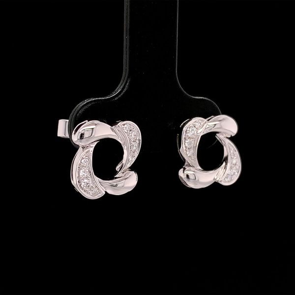 White Gold Negative Space Diamond Earrings Image 2 Geralds Jewelry Oak Harbor, WA