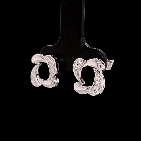 White Gold Negative Space Diamond Earrings Image 3 Geralds Jewelry Oak Harbor, WA