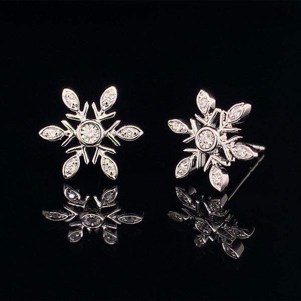 Diamond Snowflake Earrings Image 2 Geralds Jewelry Oak Harbor, WA