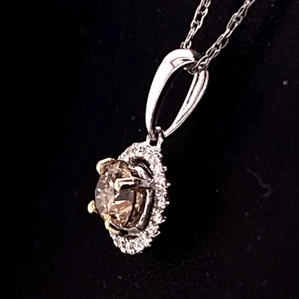 Fancy Light Champagne And Diamond Halo Style Pendant Image 2 Geralds Jewelry Oak Harbor, WA