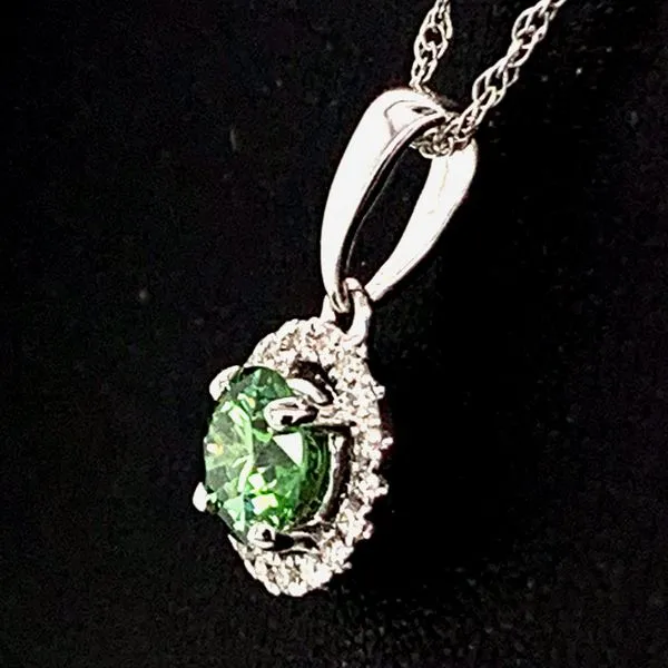 Hearts And Arrows Green Diamond Halo Pendant Image 2 Geralds Jewelry Oak Harbor, WA