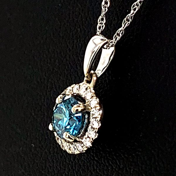 Hearts and Arrows Blue Diamond Halo Pendant, .43Ct Total Weight Image 2 Geralds Jewelry Oak Harbor, WA