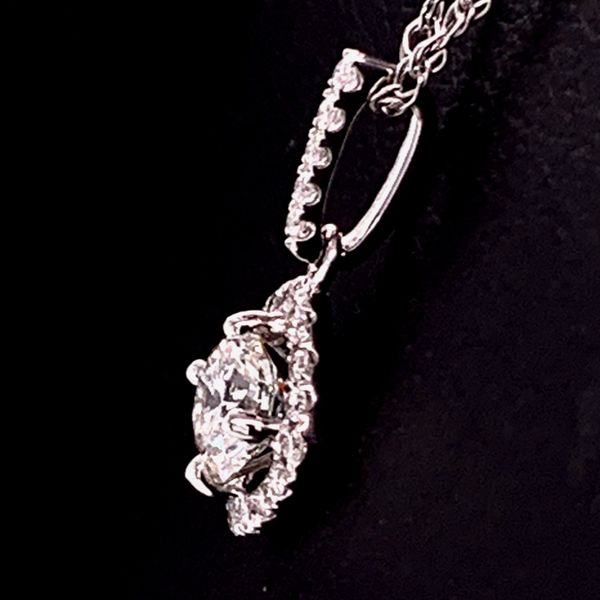 Ladies White Gold And Diamond Halo Pendant Image 2 Geralds Jewelry Oak Harbor, WA
