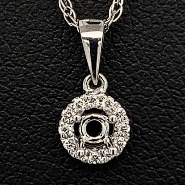 18K White Gold And Diamond Halo Semi Mount Pendant Geralds Jewelry Oak Harbor, WA