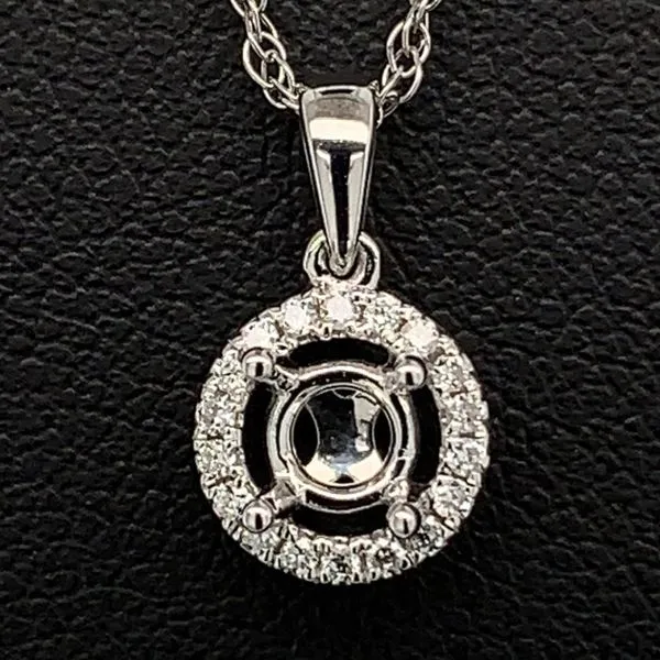 18K White Gold And Diamond Halo Semi Mount Pendant Geralds Jewelry Oak Harbor, WA