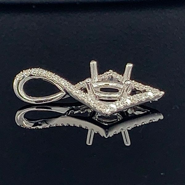 18K White Gold and Diamond Semi Mount Pendant Geralds Jewelry Oak Harbor, WA