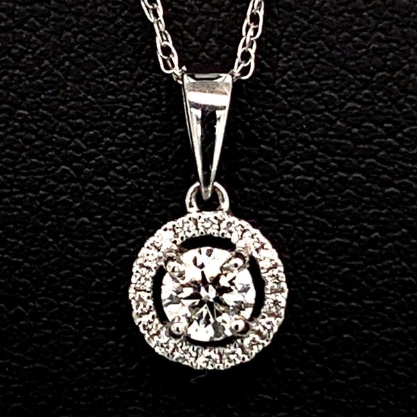 Hearts And Arrows Diamond Halo Pendant, .30Ct Total Weight Geralds Jewelry Oak Harbor, WA