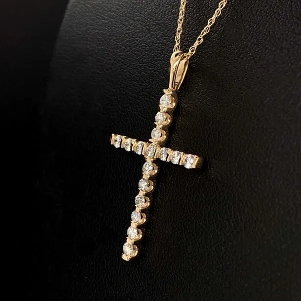 10K Yellow Gold And Diamond Cross Necklace Image 2 Geralds Jewelry Oak Harbor, WA