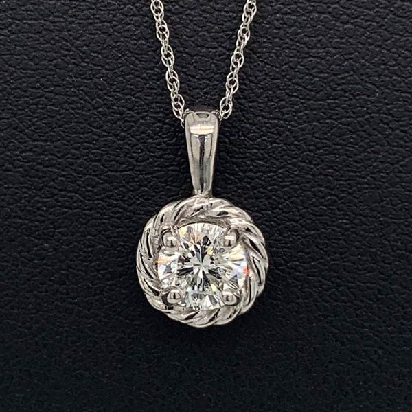 Rope Style Pendant With A .70Ct Round Brilliant 97 Facet Diamond Geralds Jewelry Oak Harbor, WA