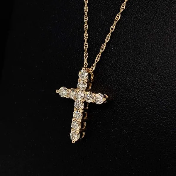 14K Yellow Gold And Diamond Cross Pendant Image 2 Geralds Jewelry Oak Harbor, WA