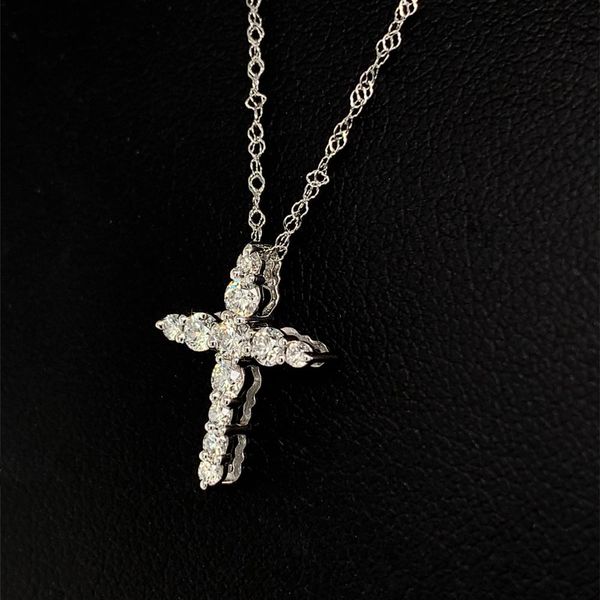 18K White Gold And Diamond Tapered Cross Pendant Image 2 Geralds Jewelry Oak Harbor, WA