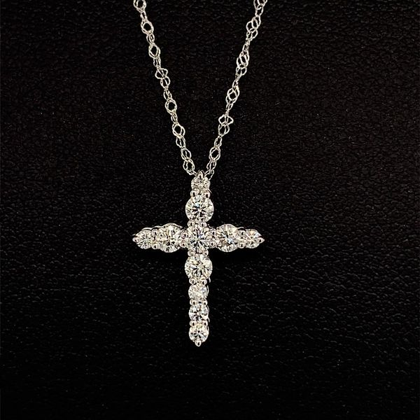 18K White Gold And Diamond Tapered Cross Pendant Geralds Jewelry Oak Harbor, WA
