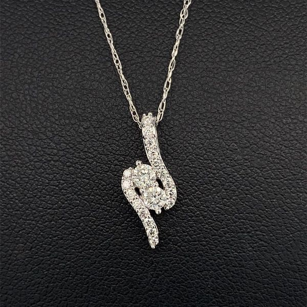 10K White Gold And Diamond 2 Stone Pendant Geralds Jewelry Oak Harbor, WA