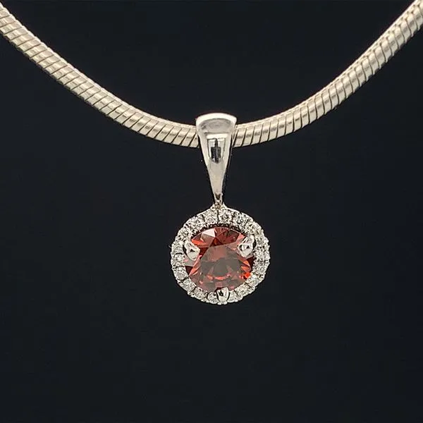 Enhanced Red And White Diamond Halo Pendant Geralds Jewelry Oak Harbor, WA
