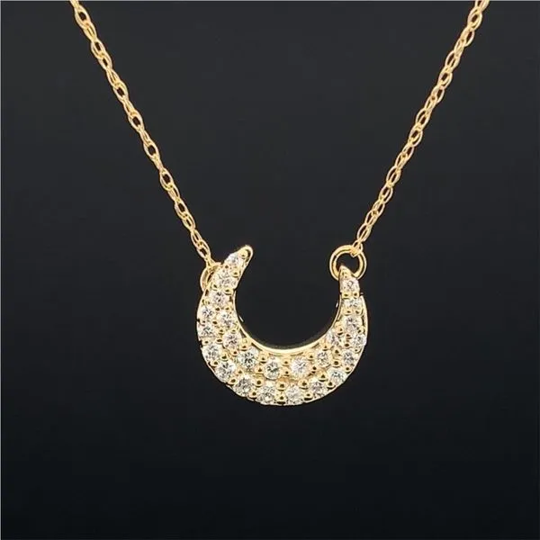 Yellow Gold And Natural Diamond Moon Pendant Geralds Jewelry Oak Harbor, WA