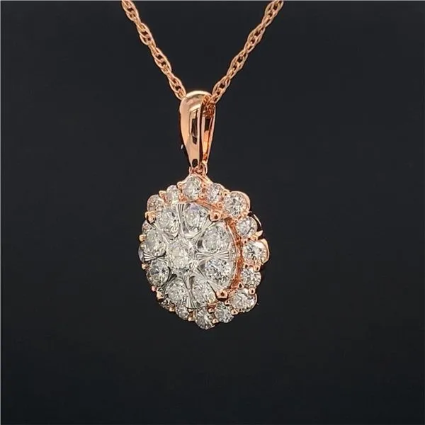 Diamond Cluster Style Pendant in Rose and White Gold Image 2 Geralds Jewelry Oak Harbor, WA