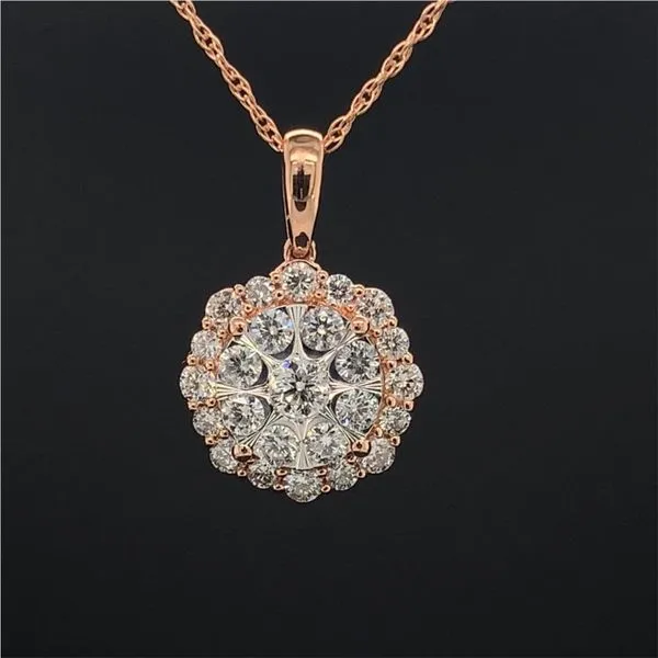 Diamond Cluster Style Pendant in Rose and White Gold Geralds Jewelry Oak Harbor, WA