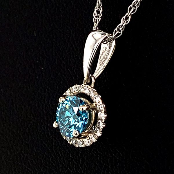 Blue Hearts And Arrows Diamond Halo Pendant, .62 Total Diamond Weight Image 2 Geralds Jewelry Oak Harbor, WA