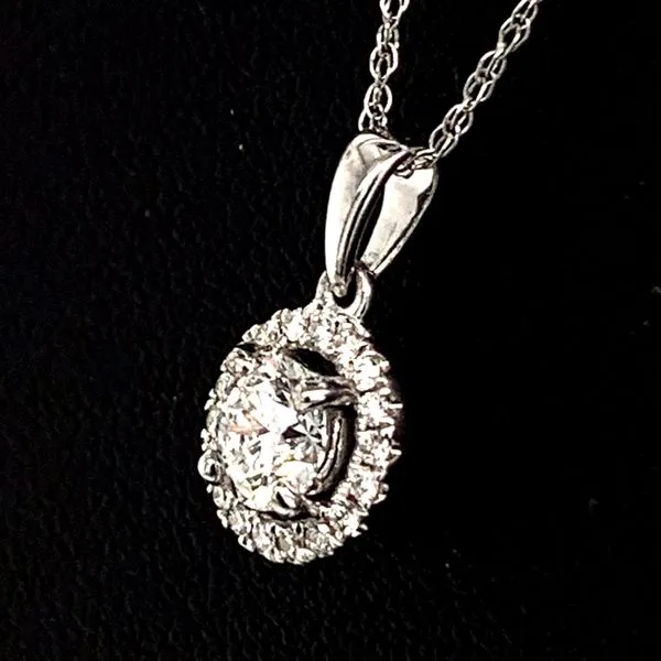 Hearts And Arrows Diamond Halo Pendant Image 2 Geralds Jewelry Oak Harbor, WA